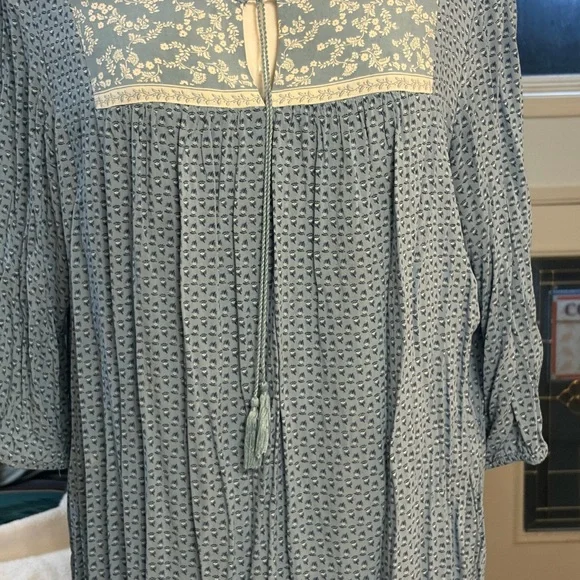 Old Navy Blue Floral Blouse Tunigan/Dress Boho Cottagecore - Picture 7 of 8